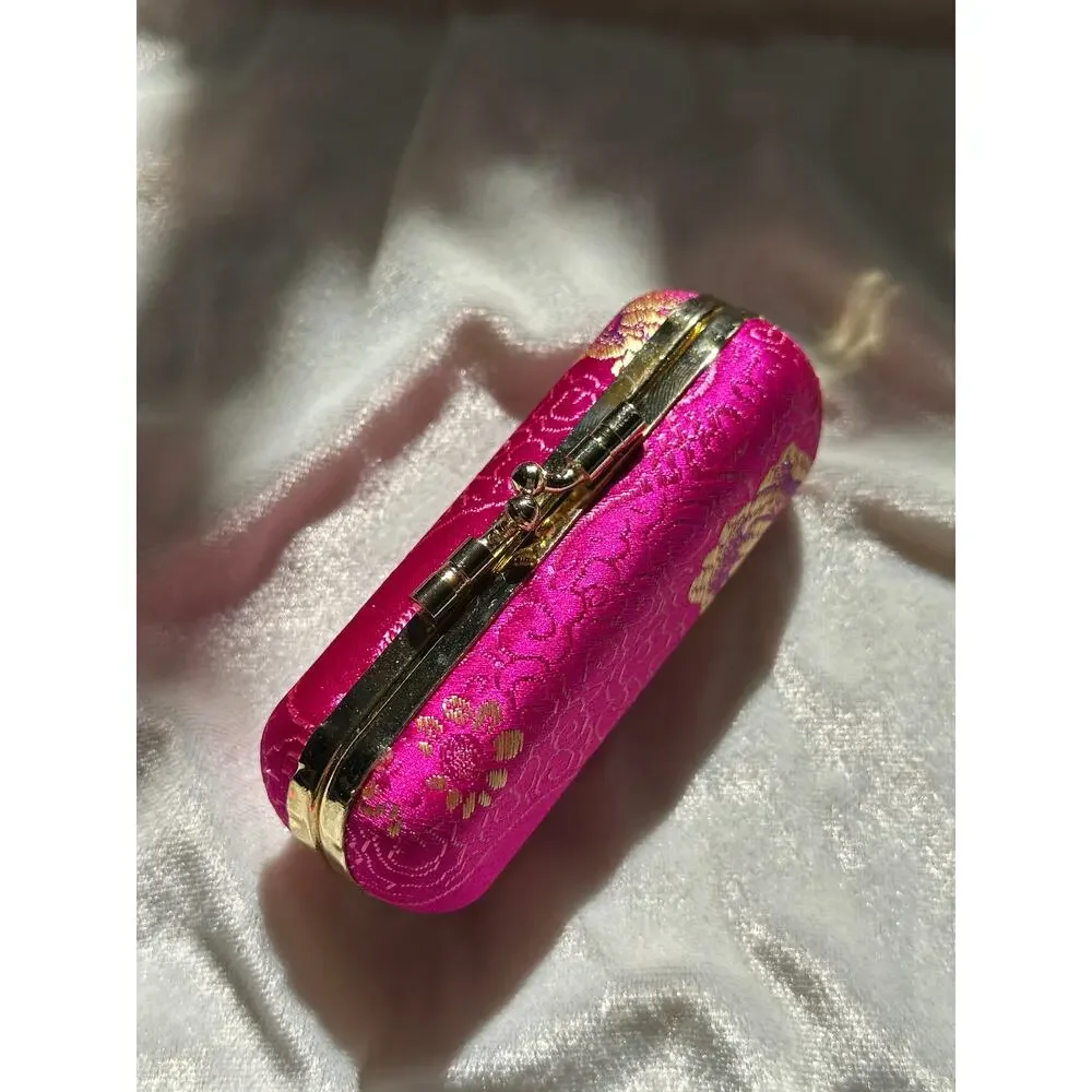 Vintage Hot Pink Satin Kisslock Lipstick Holder Case Gold Hardware Pinterest
